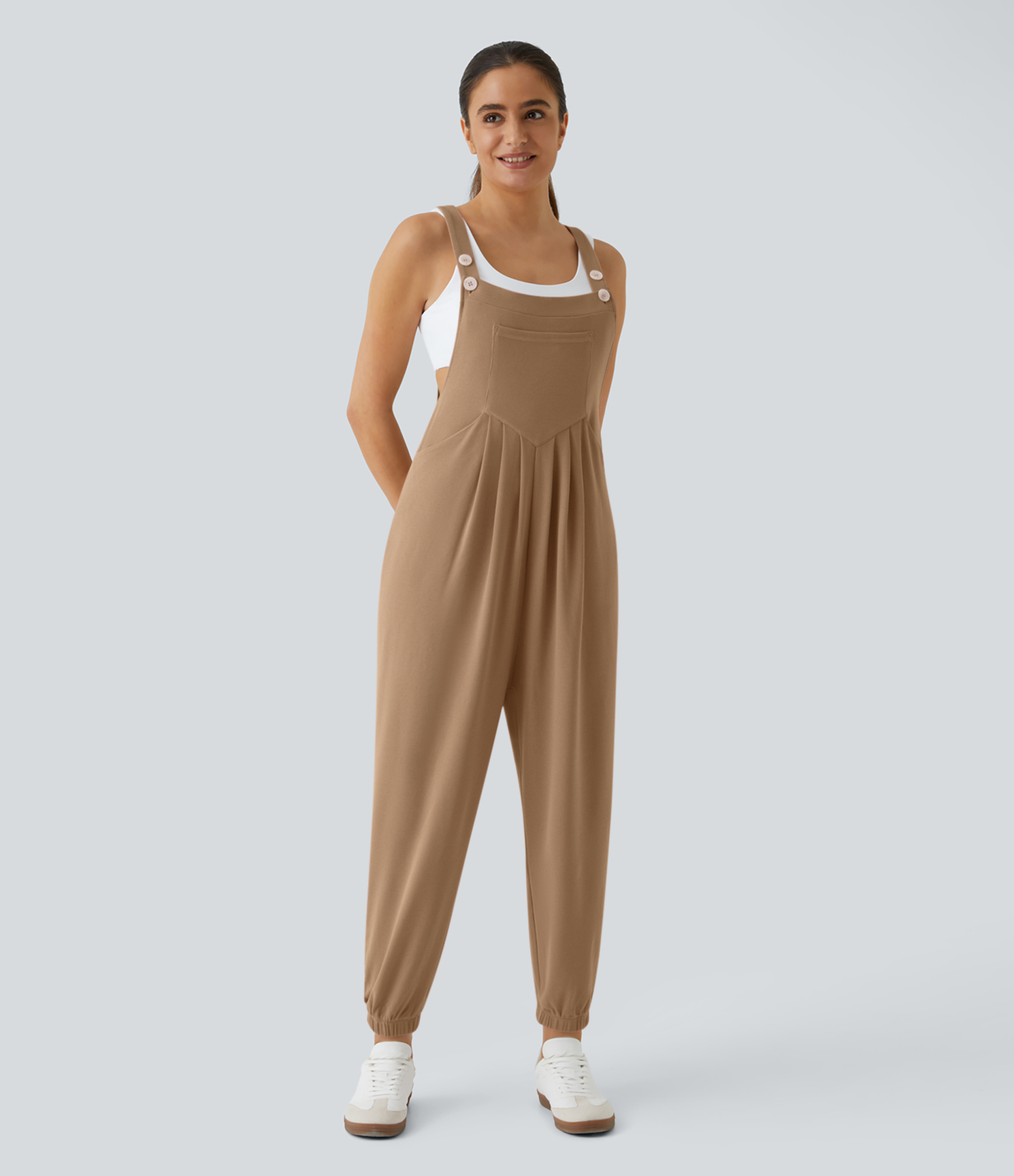 Pockets Waffle Casual Jogger Overalls