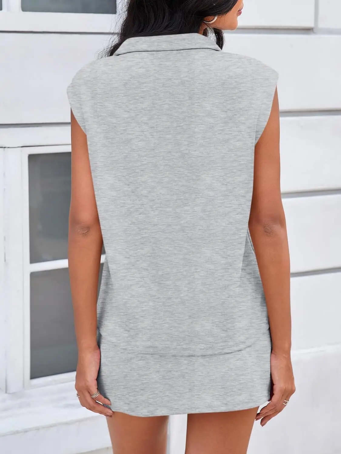 Womens 2 Piece Skirt Sets Summer Sleeveless Half Zip Sweatshirt Athletic Skorts Tennis Outfits Casual Sweatsuits