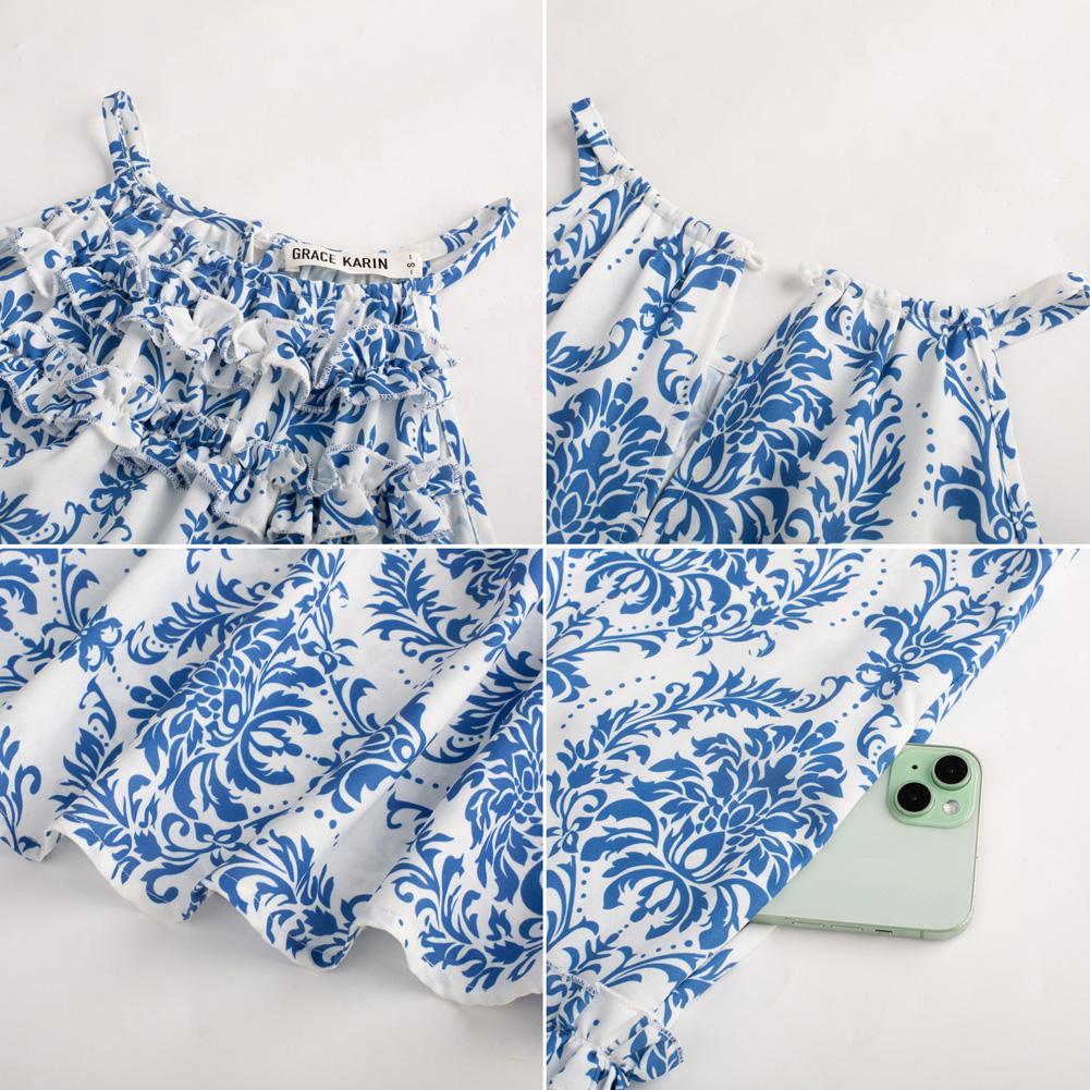 【Runs Large | Size Down】Grace Karin Floral Dress, Boho Casual Style, Summer Daily Look, S-2XL Inclusive Size, Plus Friendly 2XL, Long Maxi Dress with Pockets