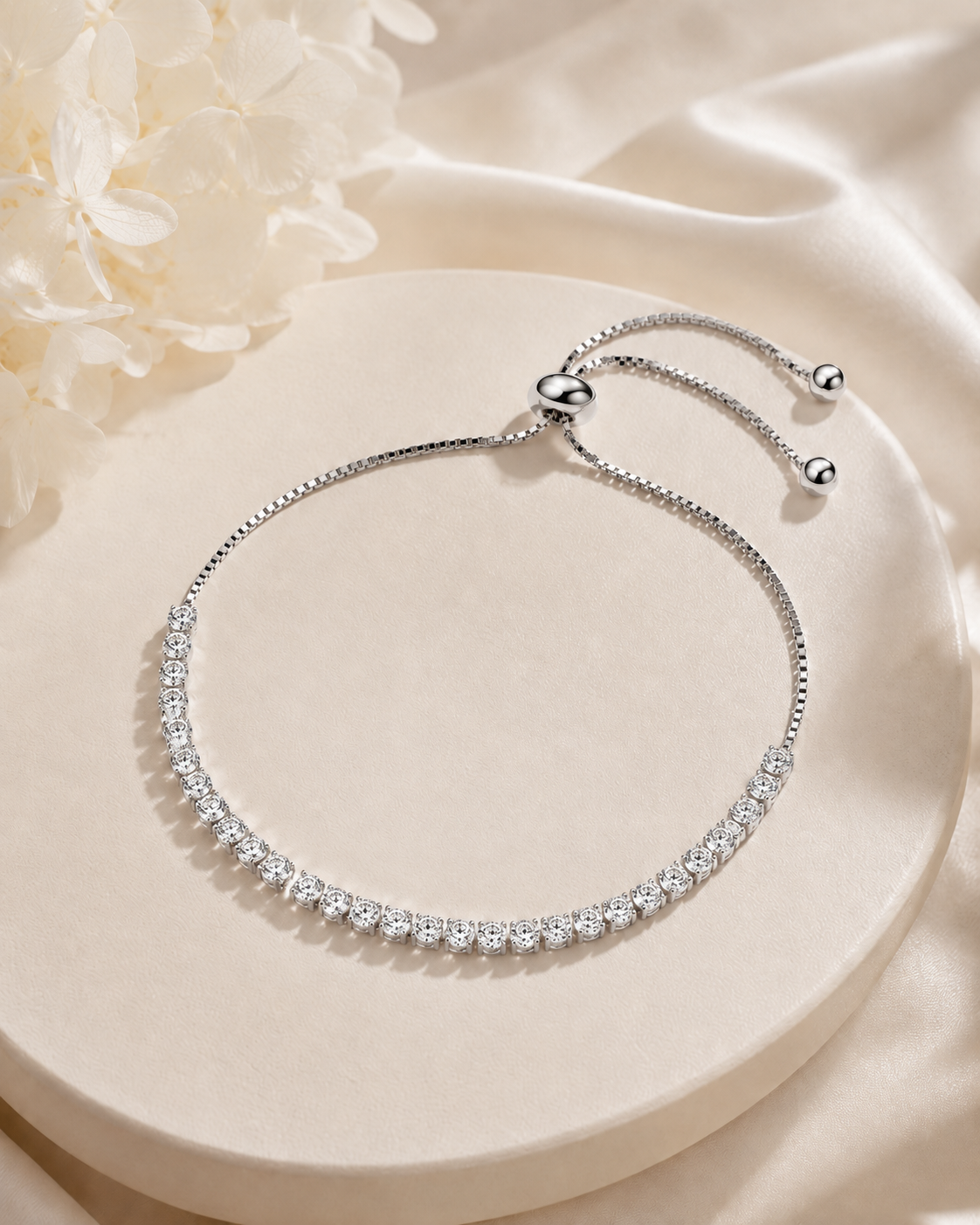 Adjustable Cubic Zirconia Tennis Bracelet
