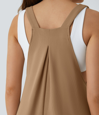 Pockets Waffle Casual Jogger Overalls