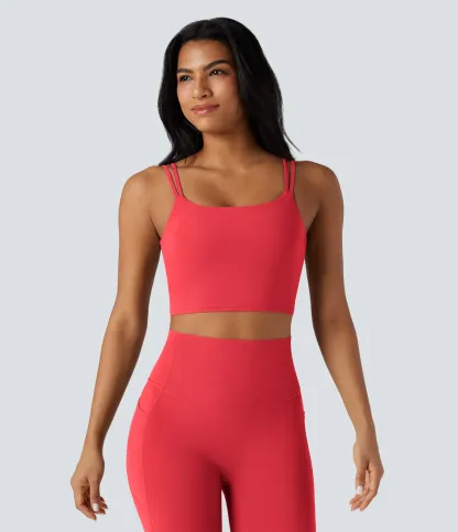 UltraSculpt™ Double Straps Twisted Backless Cropped Yoga Tank Top