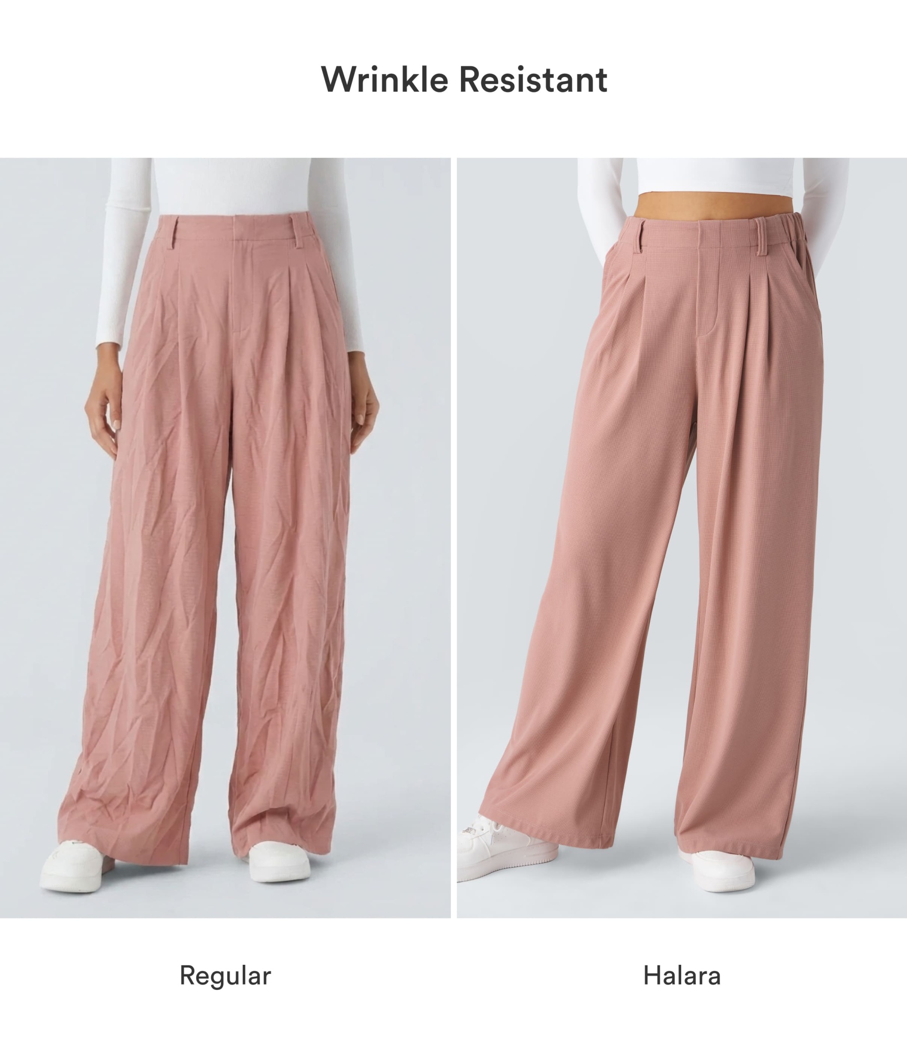 High Waisted Pocket Wide Leg Waffle Work Pants
