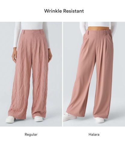 High Waisted Pocket Wide Leg Waffle Work Pants