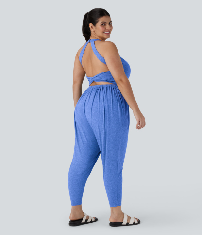 Harem Casual Plus Size Jumpsuit with Pocket-Easy Peezy Edition
