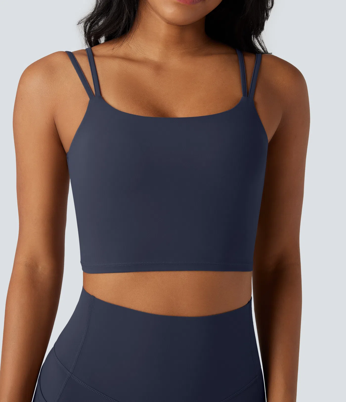 Double-shoulder-strapped, Knot-front, Backless Cropped Yoga Tank Top