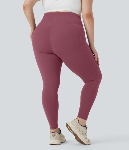 Plus Size High Waisted Butt Lifting Tummy Control Shaping Training Leggings with Pockets
