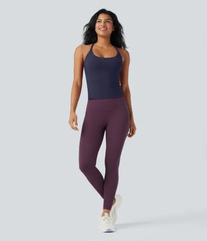 Round Neck Cross Backless Cross Hem Yoga Camisole