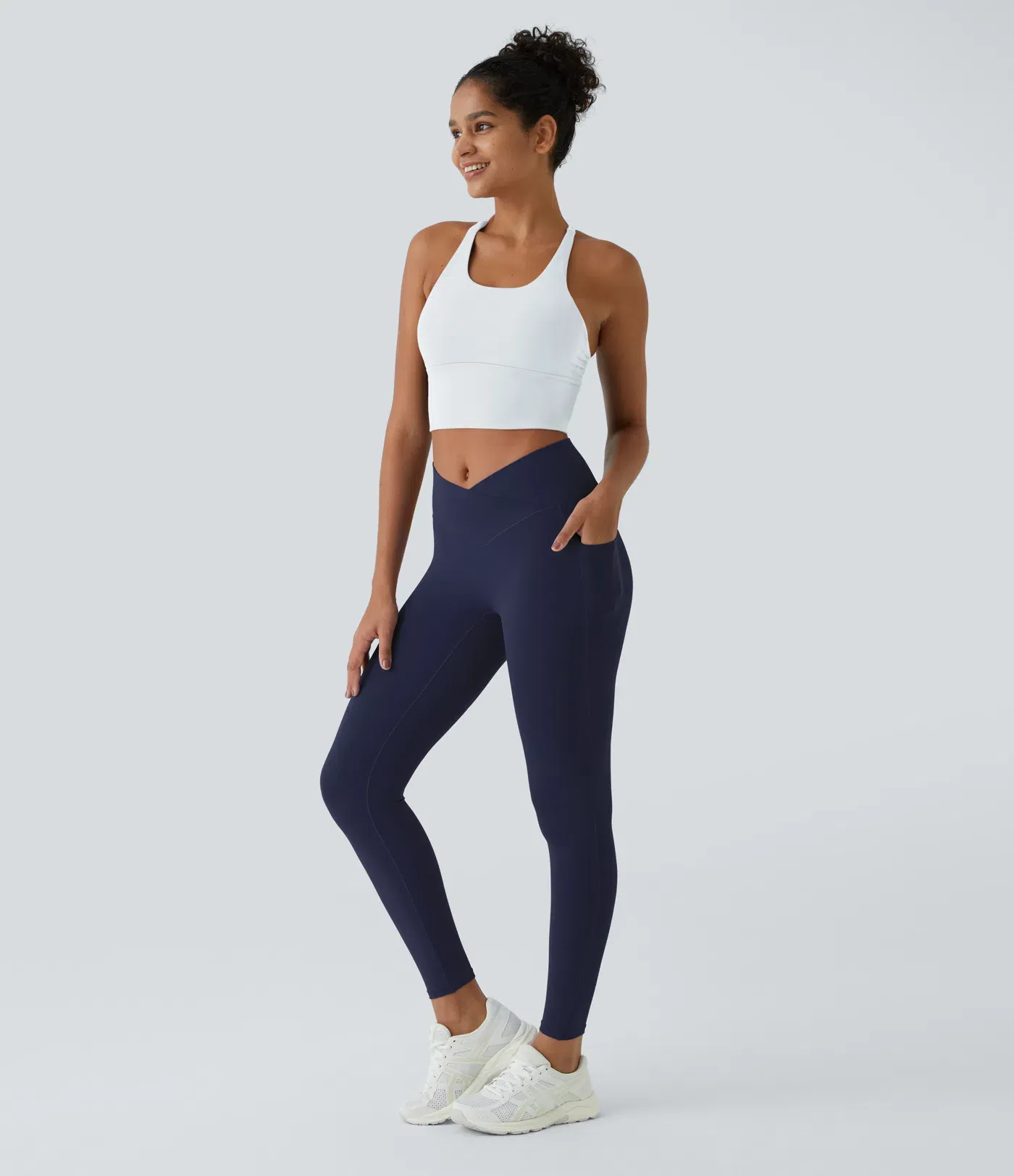 Crossover Pocket Plain Leggings-UPF50+