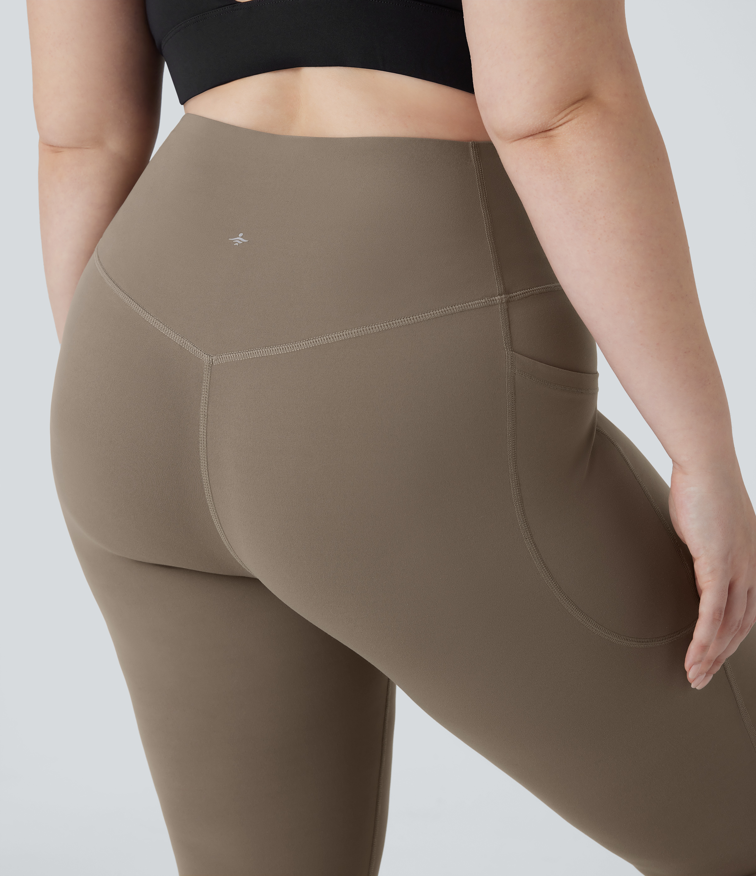 High Waisted Tummy Control Pocket Shaping Yoga Bootcut Plus Size Leggings