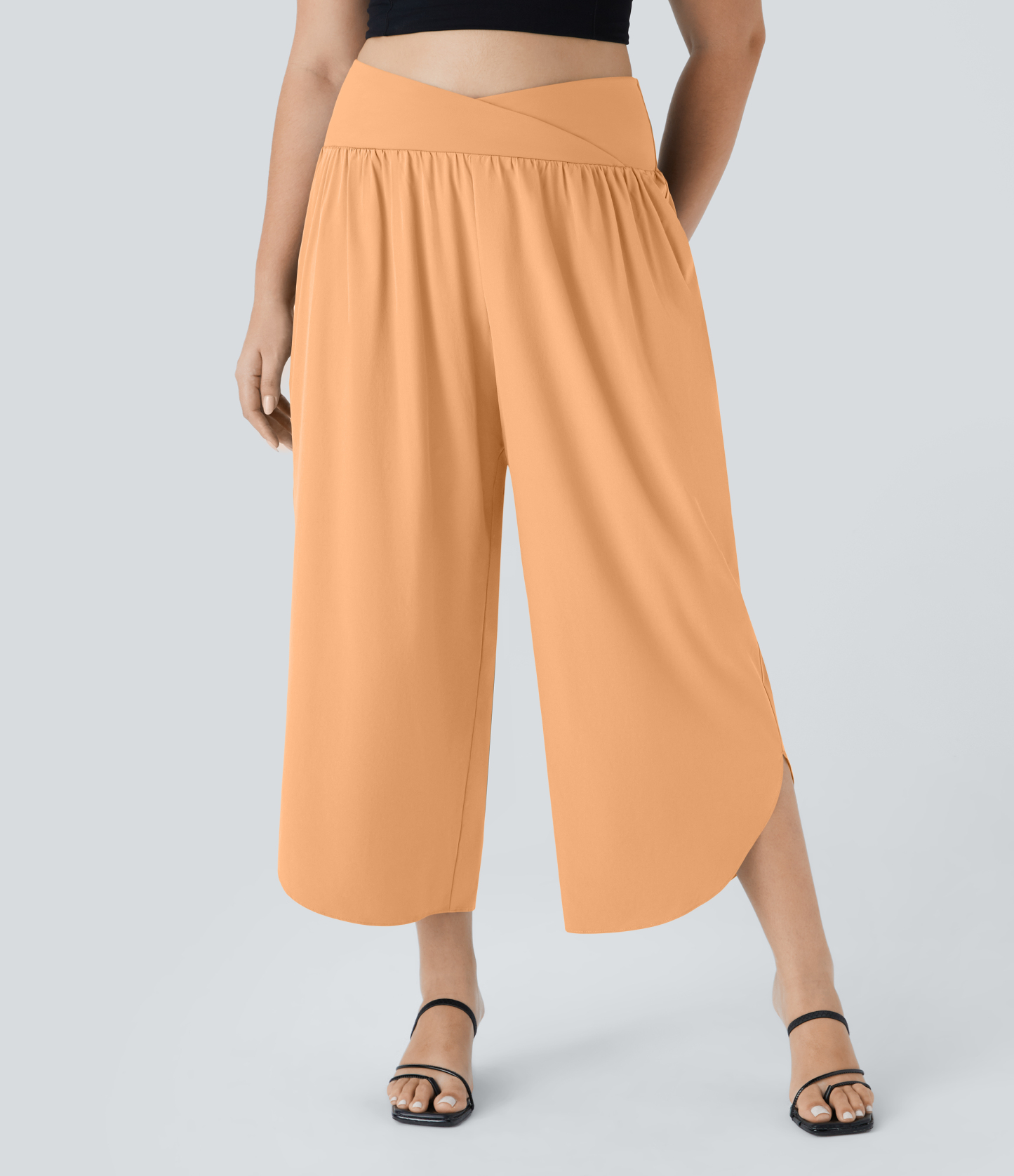 High Waisted Crossover Pocket Quick Dry Plus Size Pants
