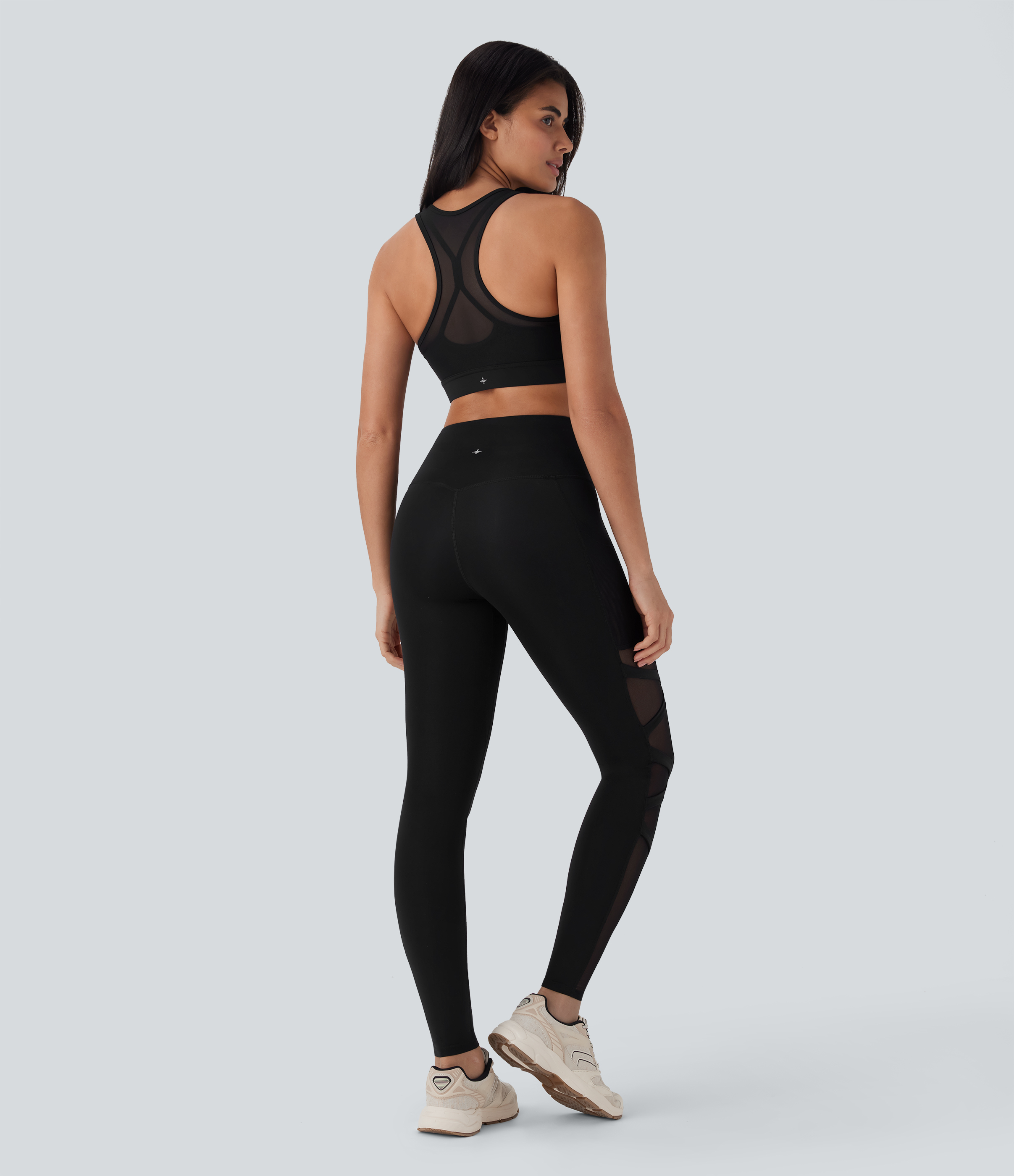 Medium Support Racerback Contrast Mesh Quick Dry Training Sports Bra A-C Cups