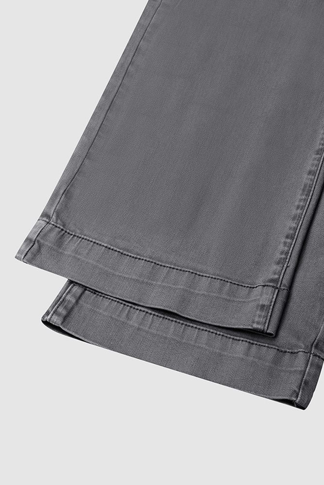 Double Button Mid Waist Straight Leg Pants