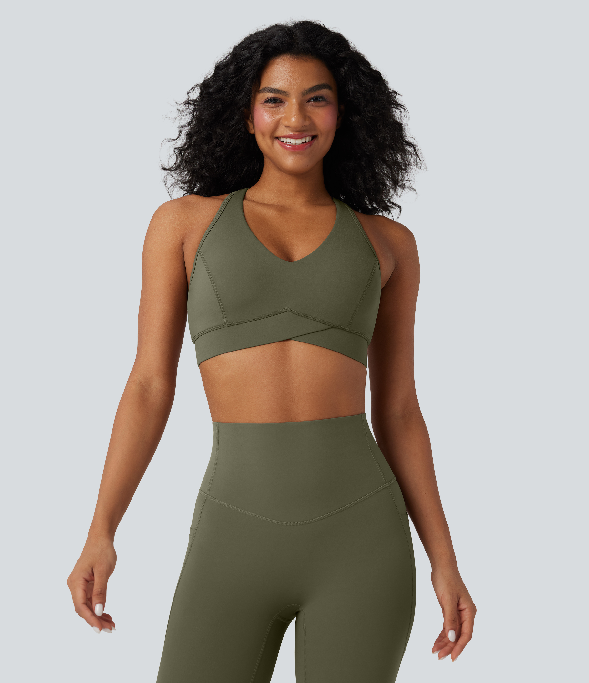 Halara UltraSculpt™ Medium Support V Neck Racerback Training Sports Bra