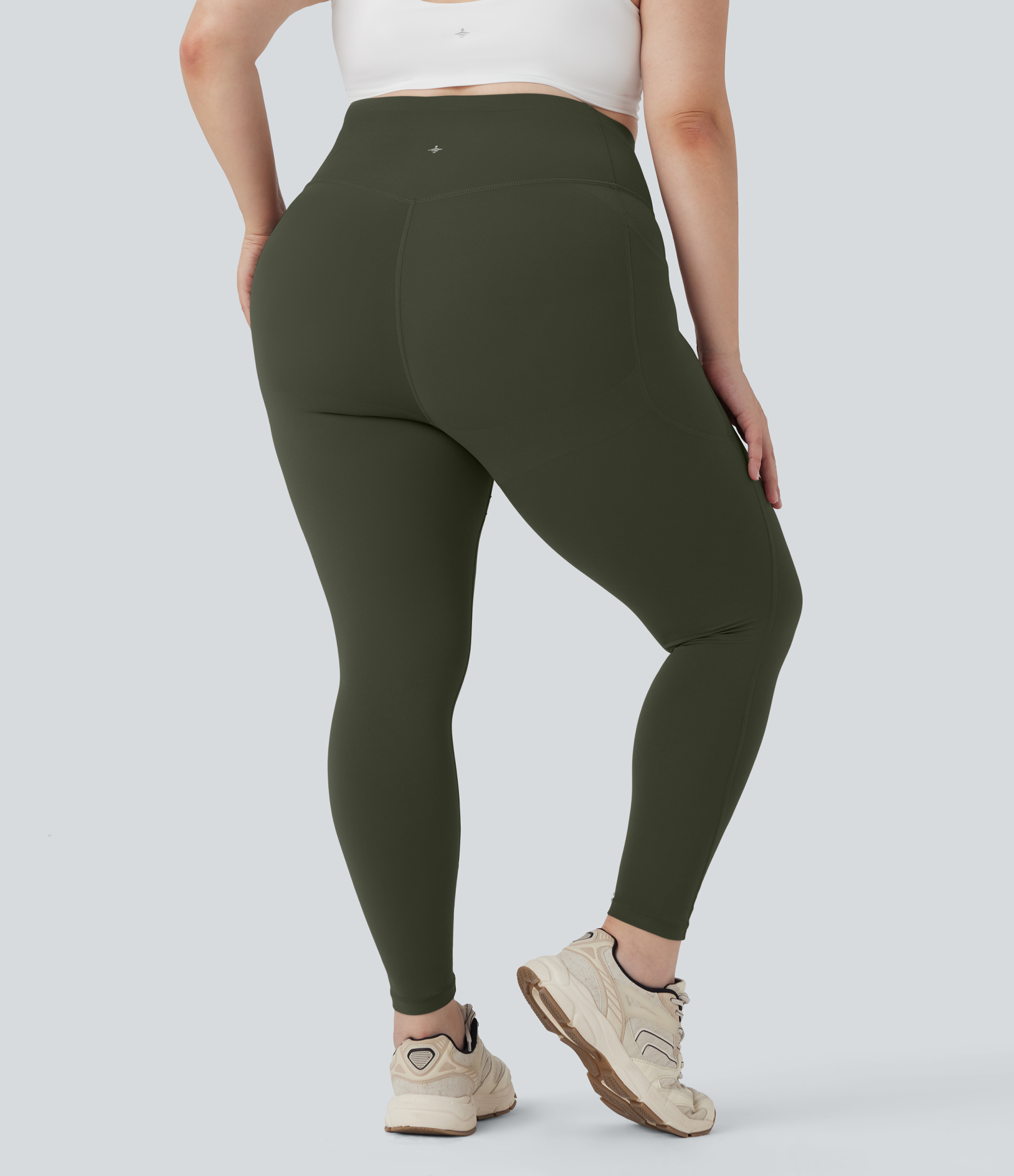 Plus Size High Waisted Butt Lifting Tummy Control Shaping Training Leggings with Pockets
