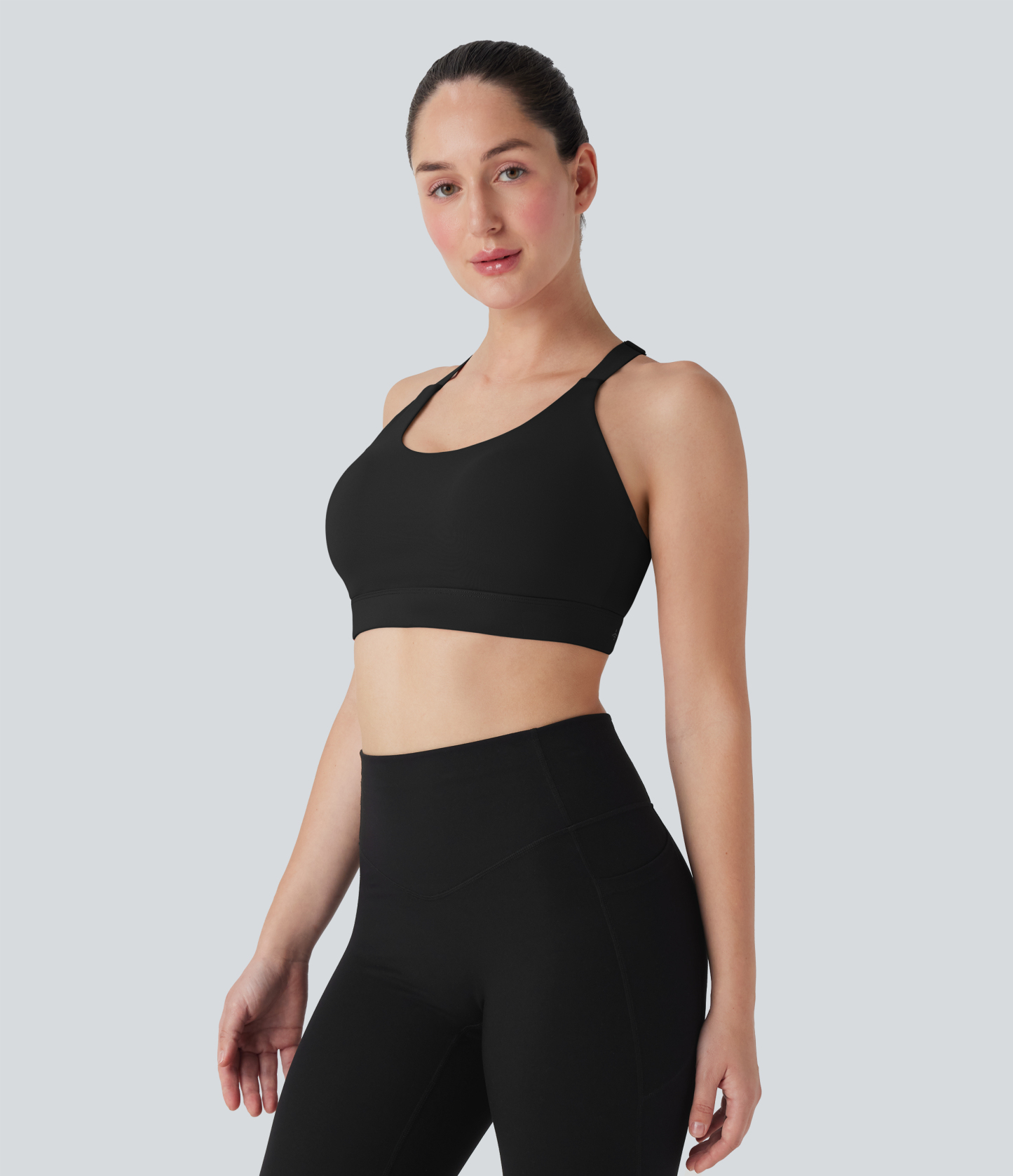 Medium Support Molded Cups Perforated Adjustable Hook Quick Dry Training Sports Bra  D-F Cups