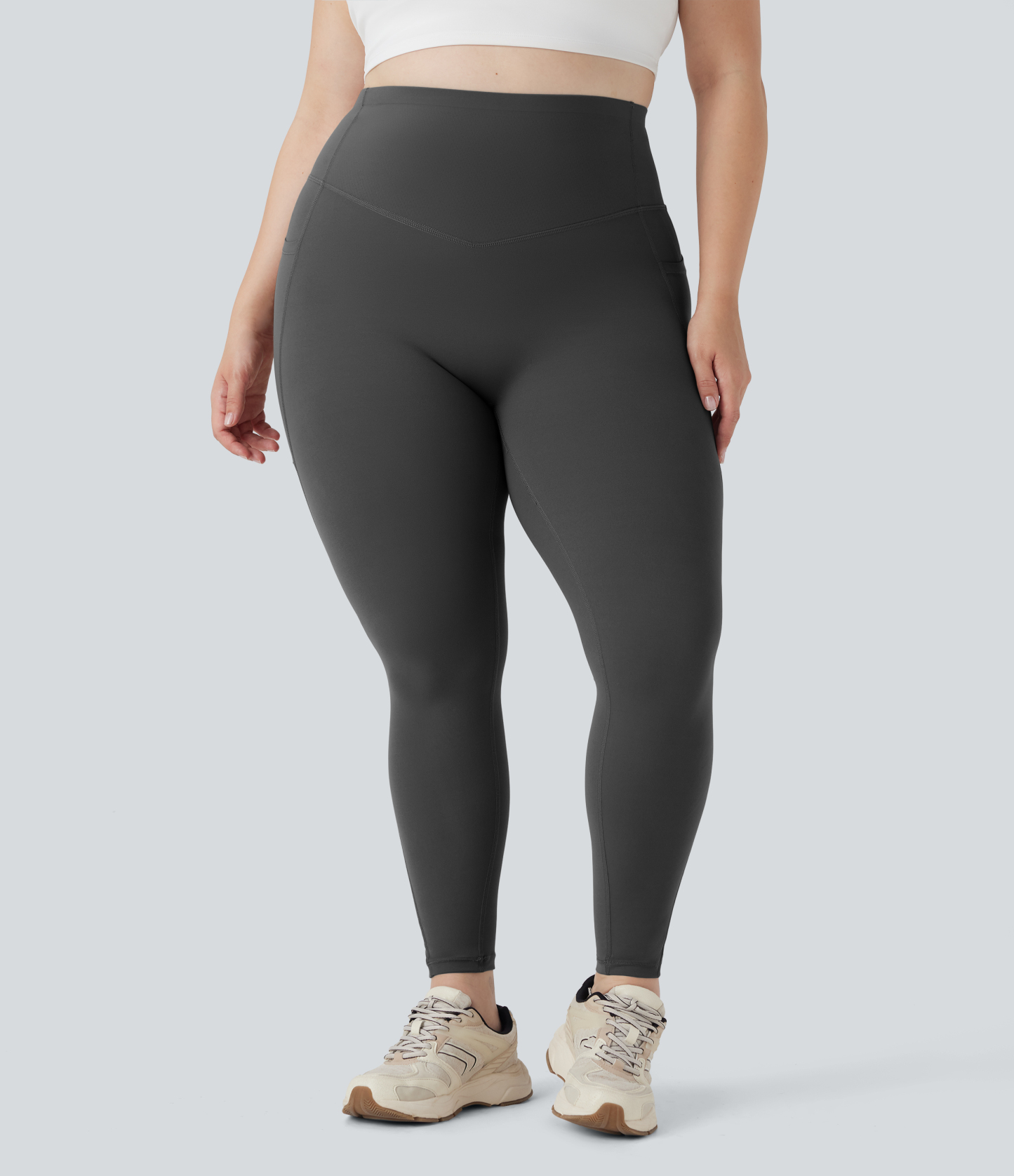 Plus Size High Waisted Butt Lifting Tummy Control Shaping Training Leggings with Pockets