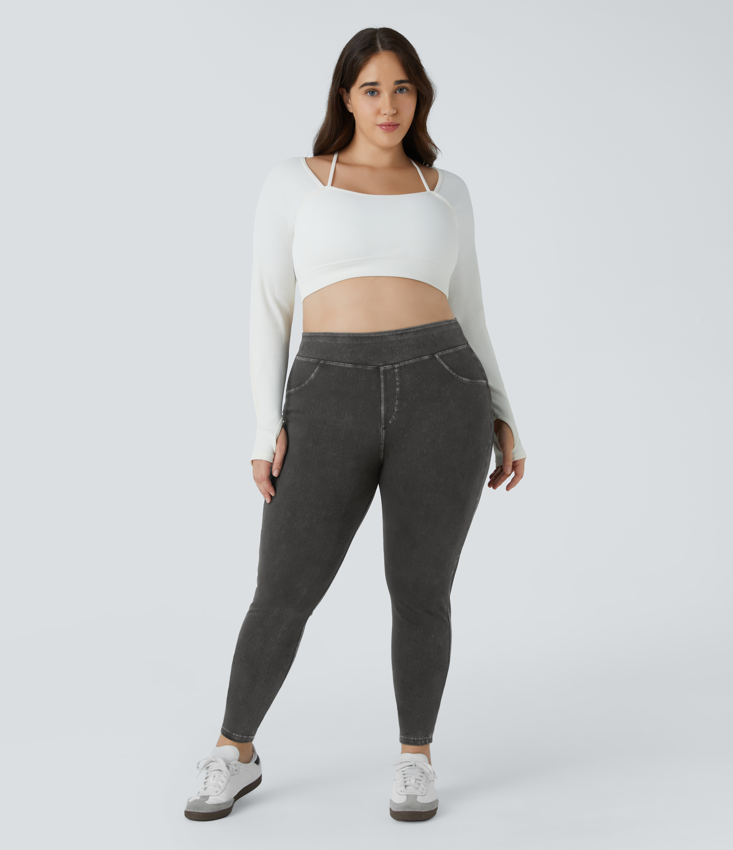 High Waisted Pocket Denim Plus Size Casual Leggings