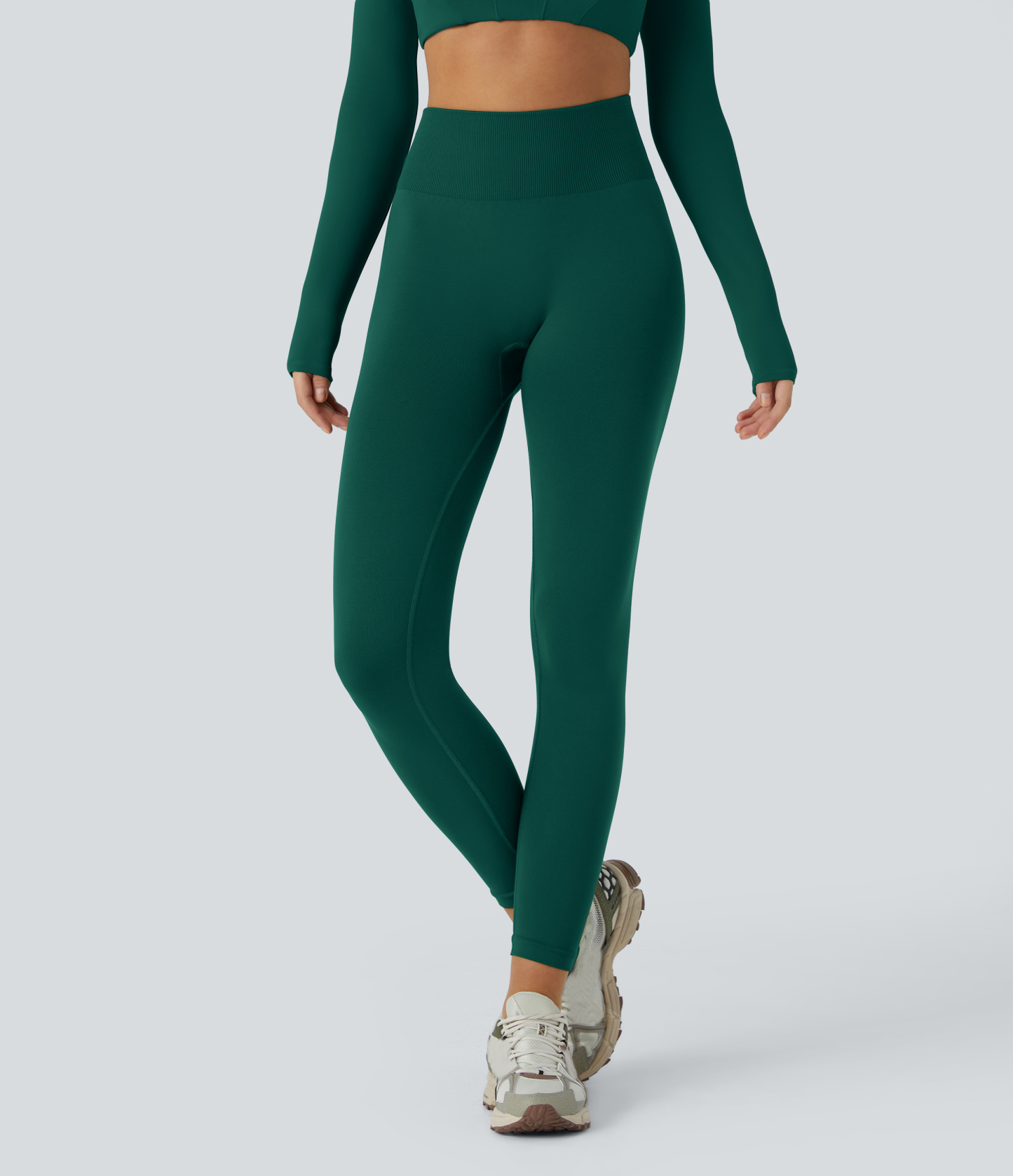 Seamless Flow Mid Rise Tummy Control Butt Lifting Yoga Leggings