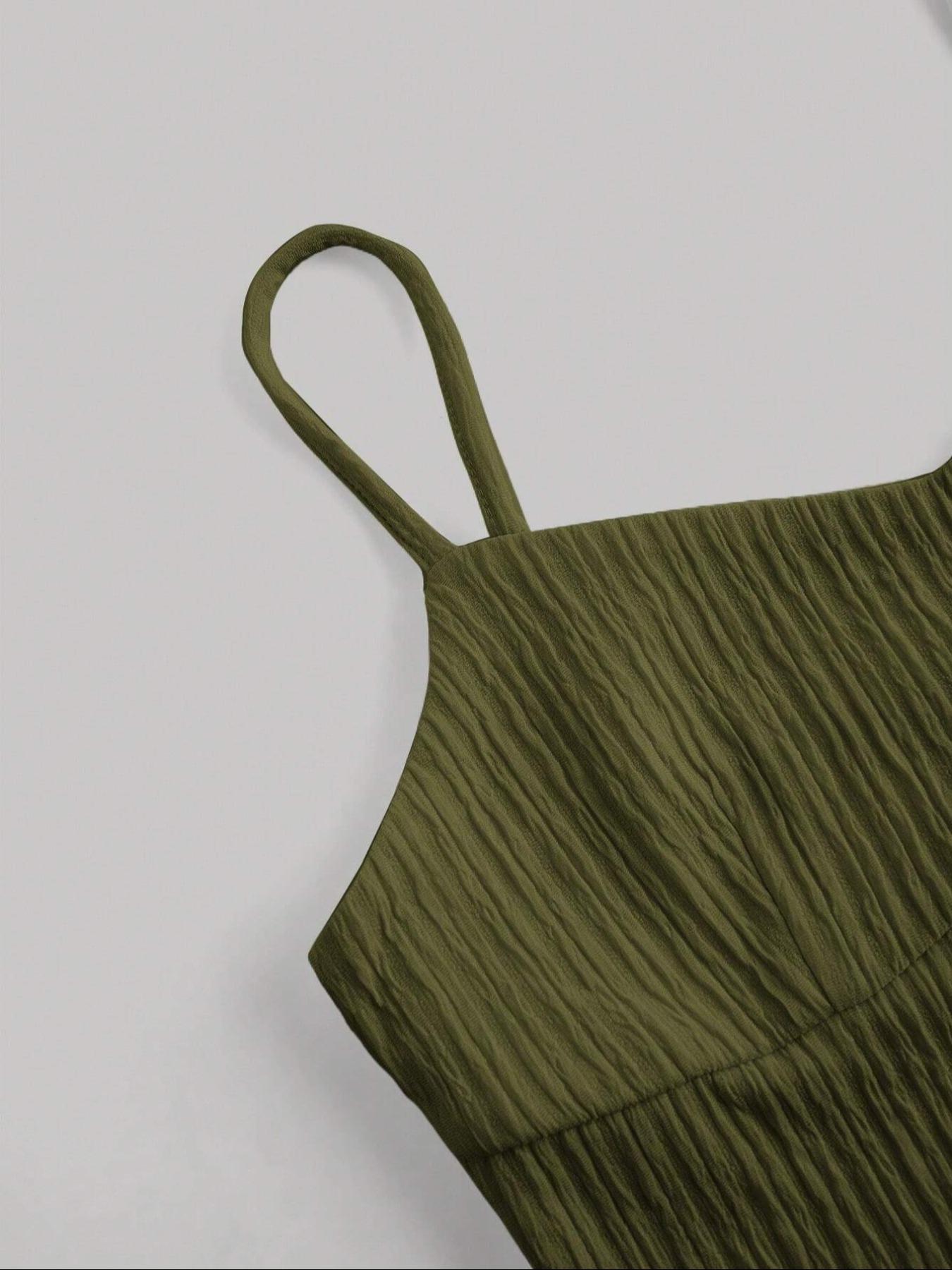 Women's Solid Woven Crop Cami Top & A-line Skirt Two-piece Set Womenswear, Casual Fashion Cozy Two Piece Outfits for Daily Outdoor Wear, Ladies Clothes for Summer