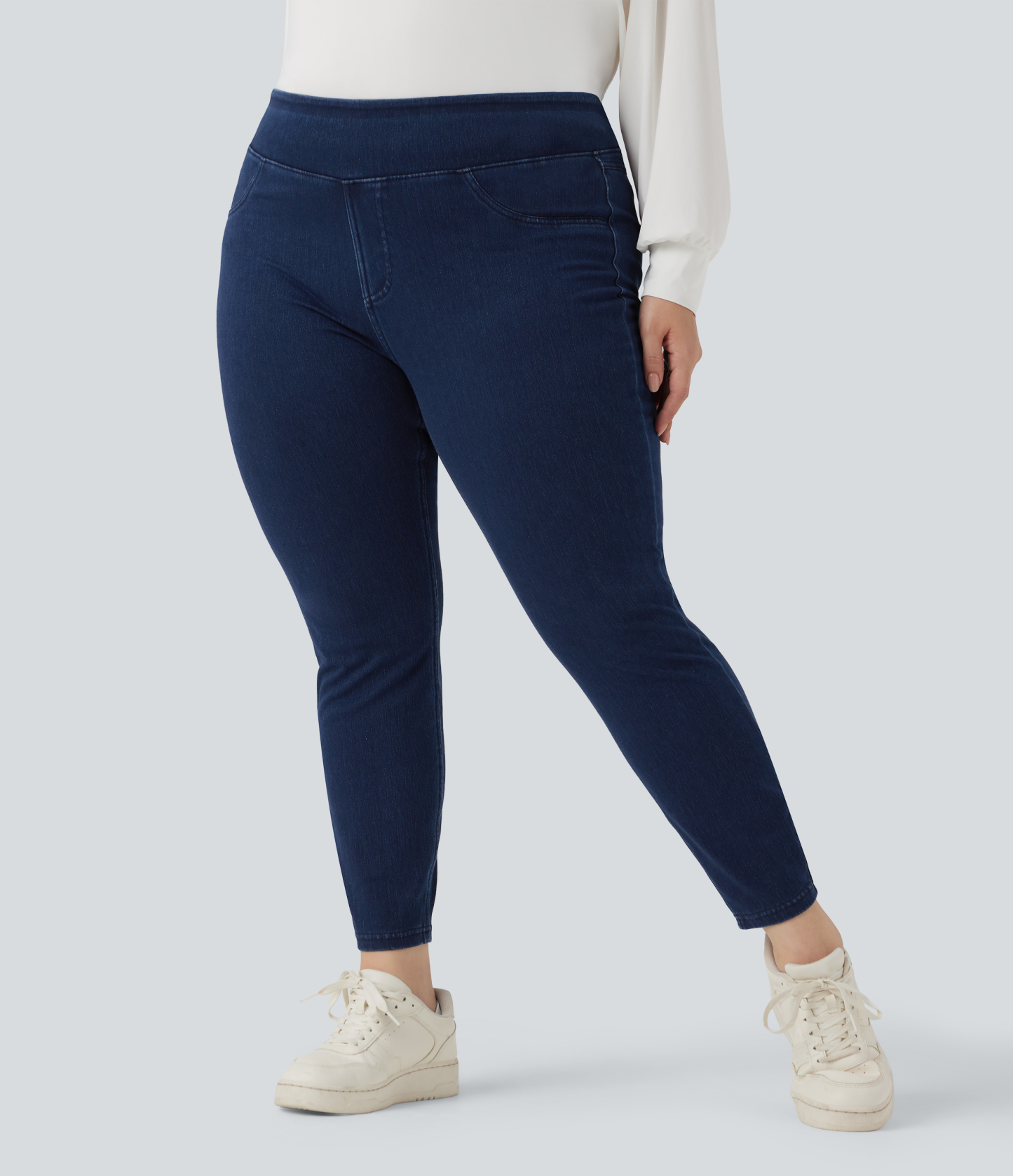 High Waisted Pocket Denim Plus Size Casual Leggings