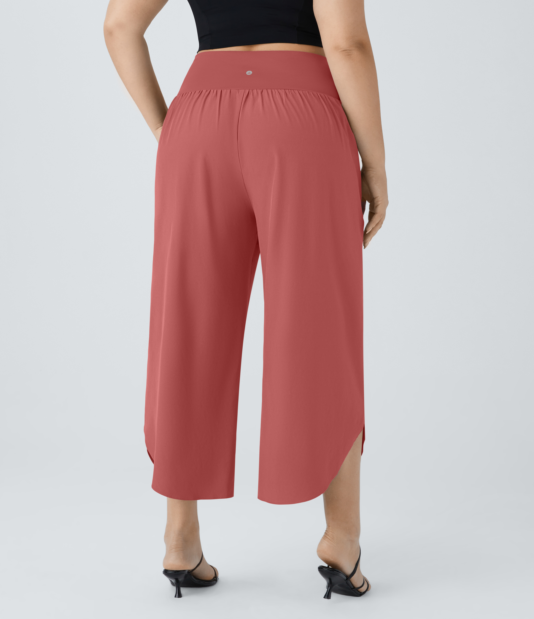 High Waisted Crossover Pocket Quick Dry Plus Size Pants