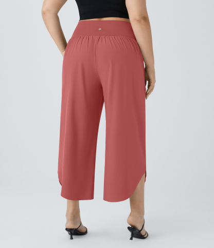 High Waisted Crossover Pocket Quick Dry Plus Size Pants