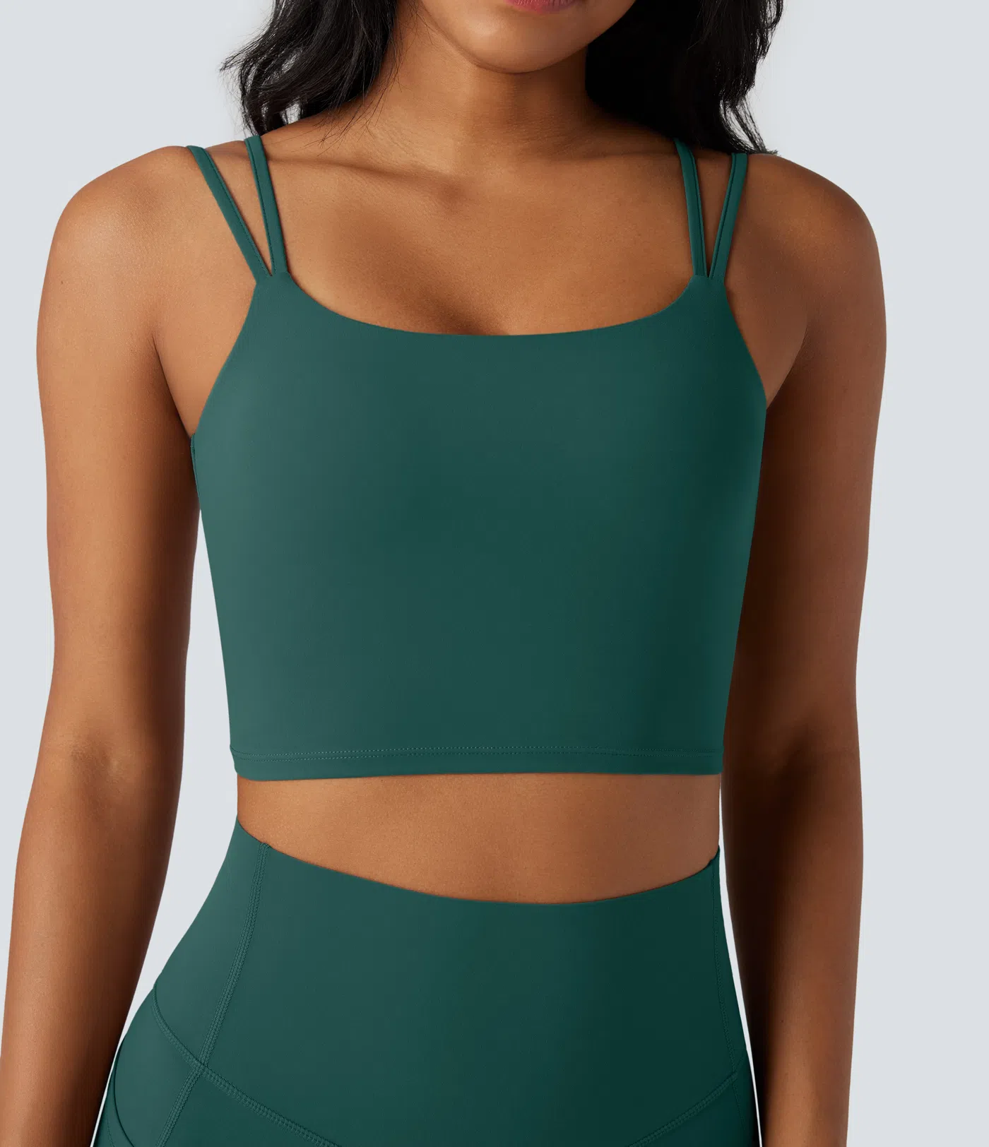 Double-shoulder-strapped, Knot-front, Backless Cropped Yoga Tank Top