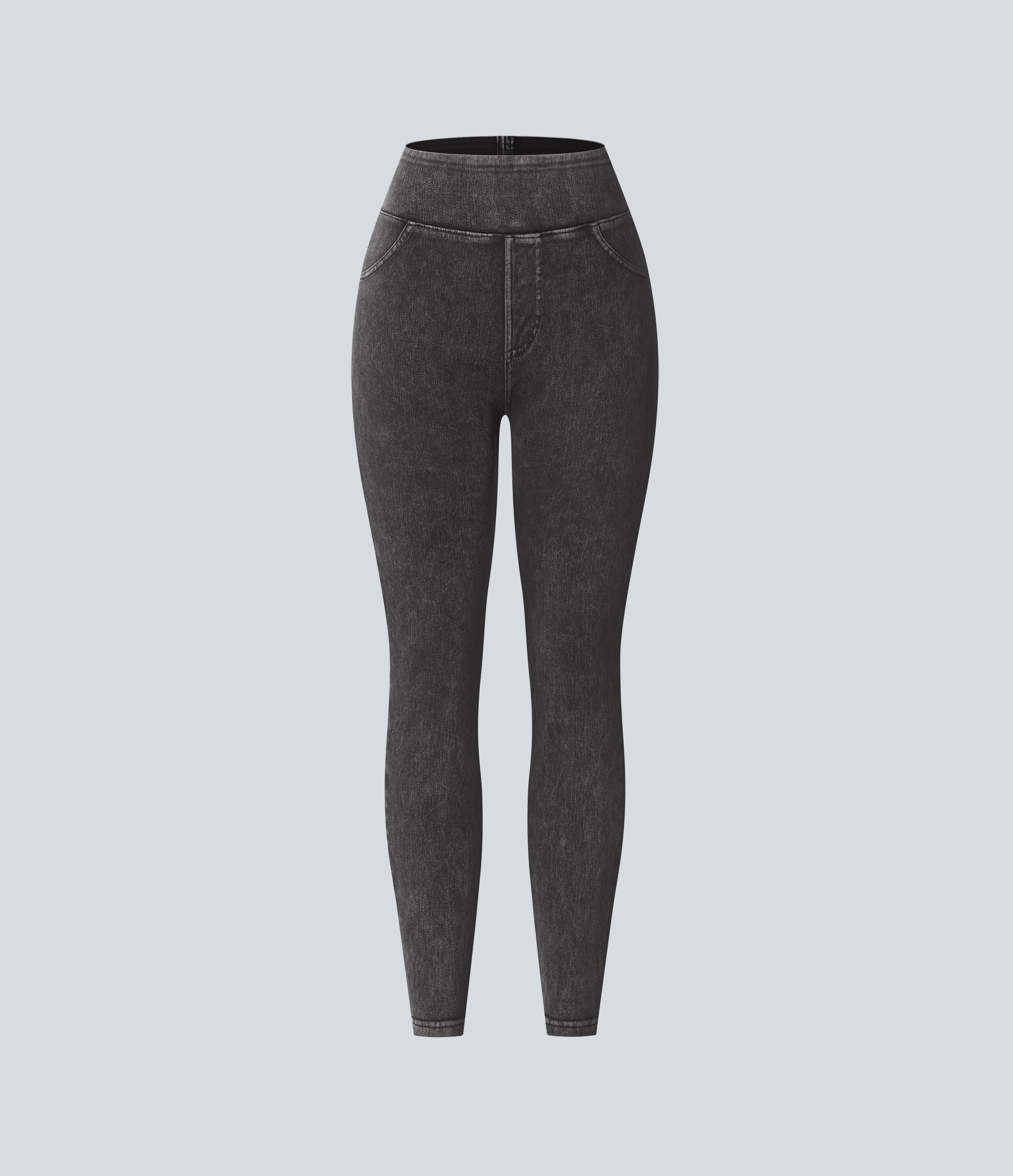 High Waisted Pocket Denim Casual Leggings
