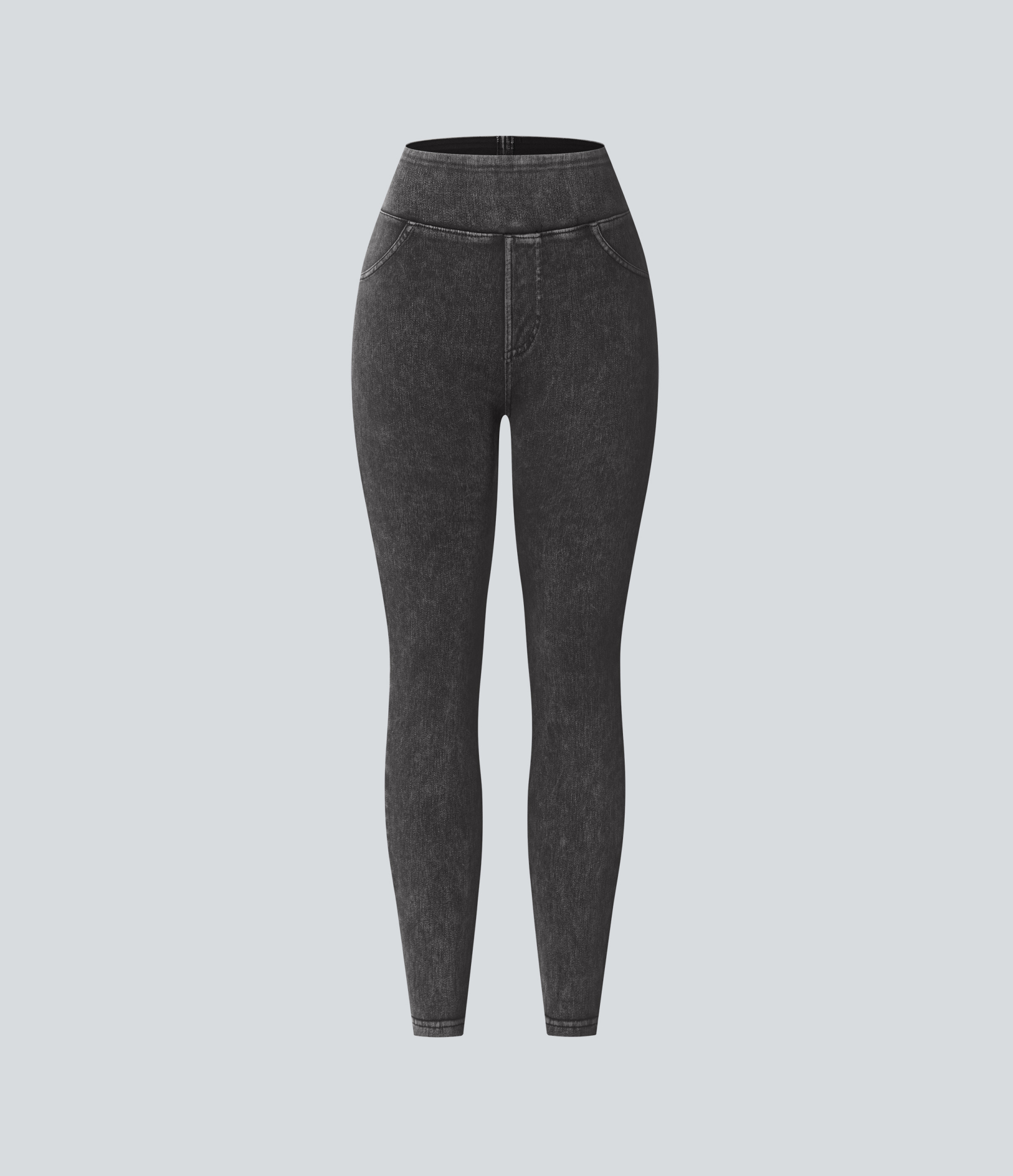 High Waisted Pocket Denim Casual Leggings