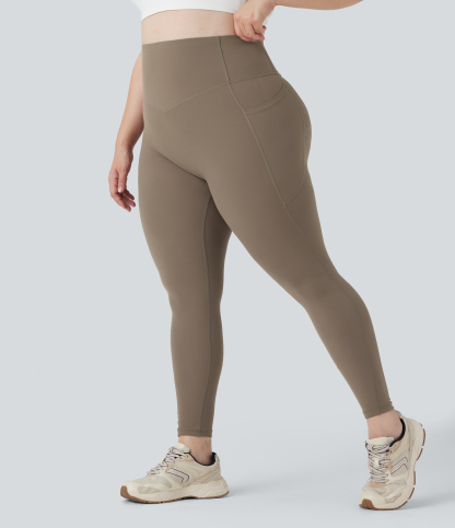 Plus Size High Waisted Butt Lifting Tummy Control Shaping Training Leggings with Pockets