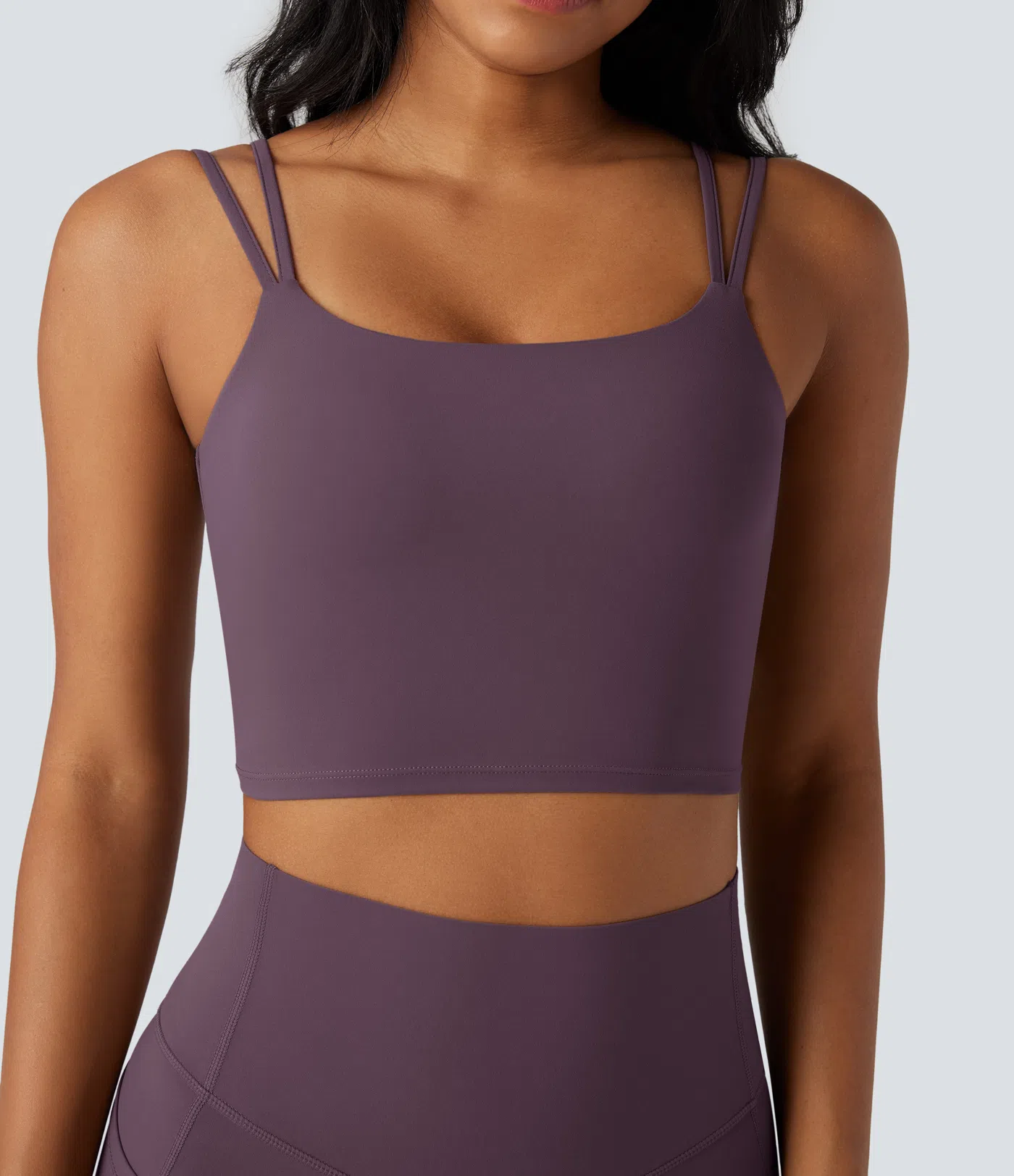 Double-shoulder-strapped, Knot-front, Backless Cropped Yoga Tank Top