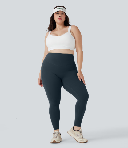 Plus Size High Waisted Butt Lifting Tummy Control Shaping Training Leggings with Pockets
