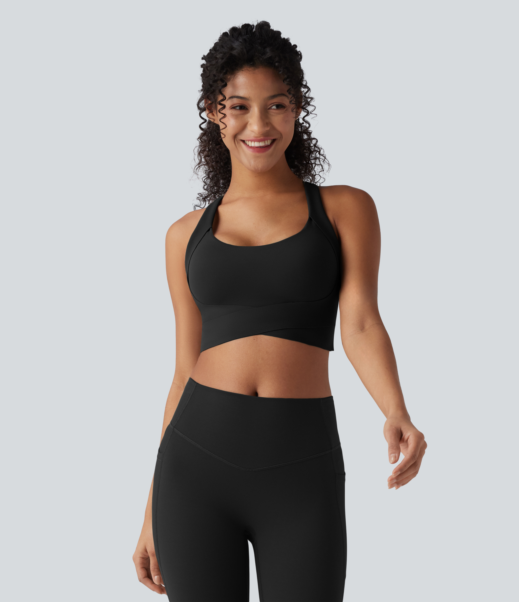 Medium Support Push-Up Crisscross Adjustable Straps Training Sports Bra