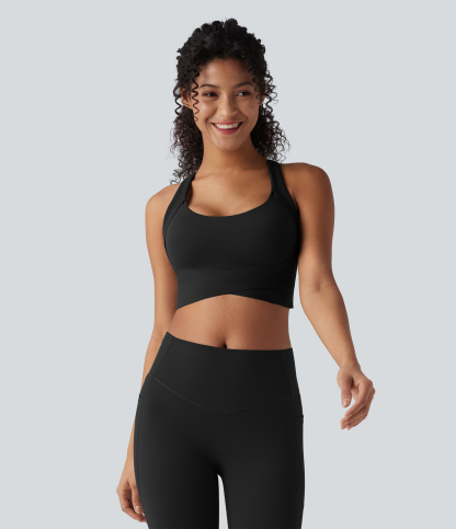 Medium Support Push-Up Crisscross Adjustable Straps Training Sports Bra