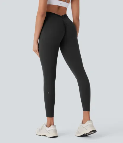 High Waisted Tummy Control Butt Lifting Ruched Pocket Shaping Yoga Leggings
