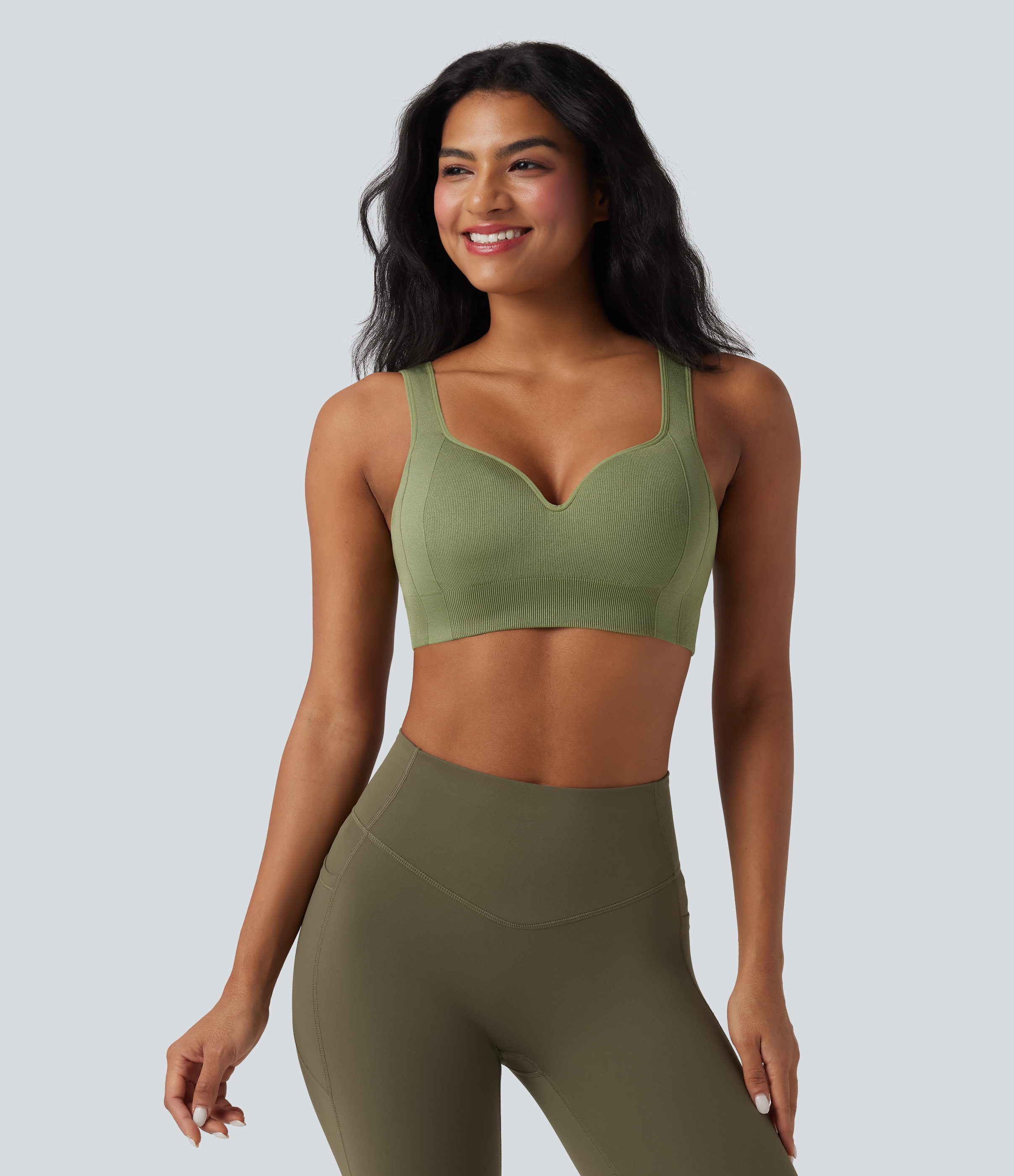 OneForm Seamless Flow Light Support Sweetheart Neck Yoga Sports Bra