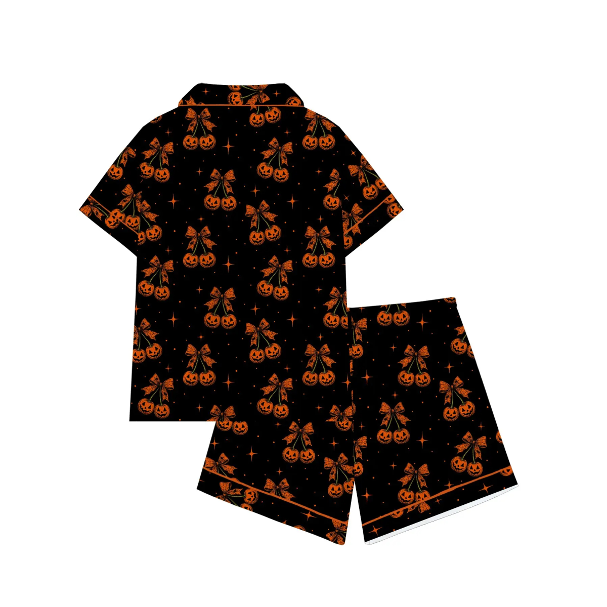 【Halloween】 Women's Halloween Cartoon Print Pajama Set, Cute Funny Sleepwear, Loungewear, 2-Piece Short Sleeve, Fitted, Above the Knee, All Seasons Gift, Top