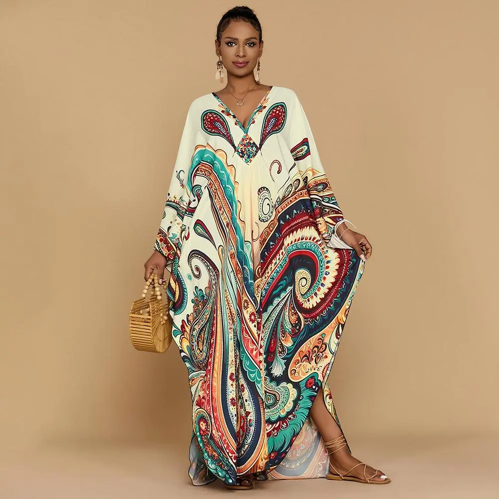 Ethnic Print Kaftan Dress