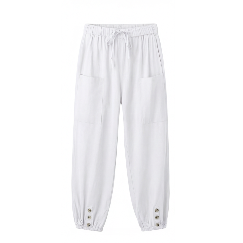 Lightweight Summer Capris with Button Hem