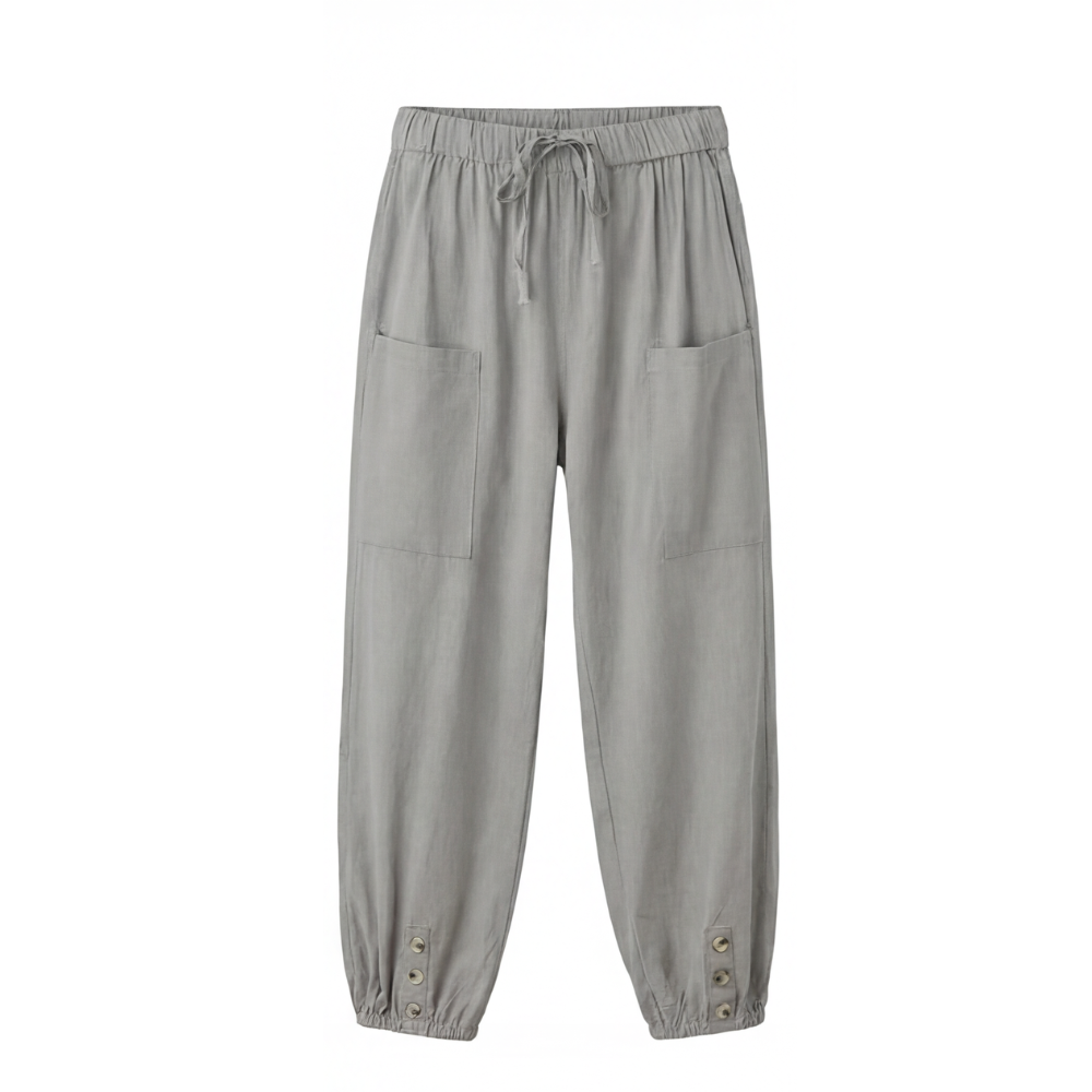 Lightweight Summer Capris with Button Hem