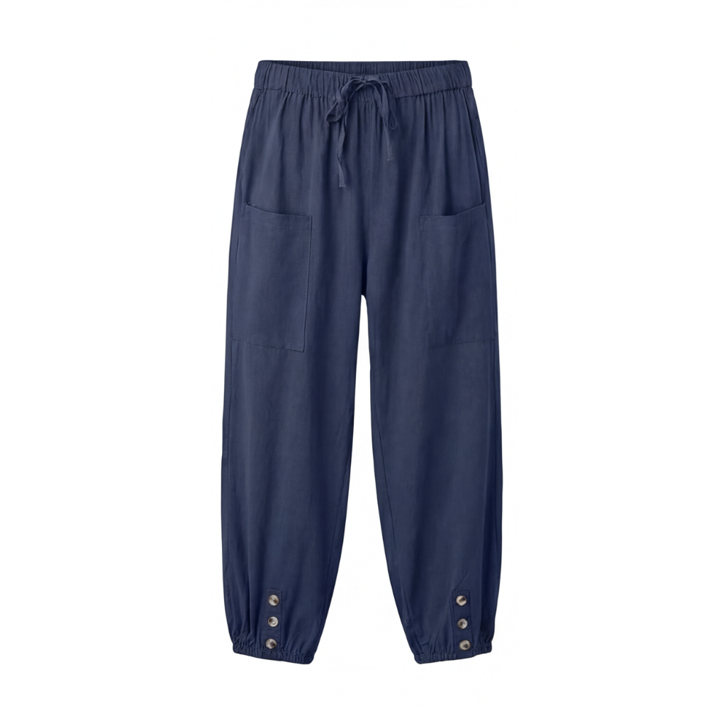 Lightweight Summer Capris with Button Hem