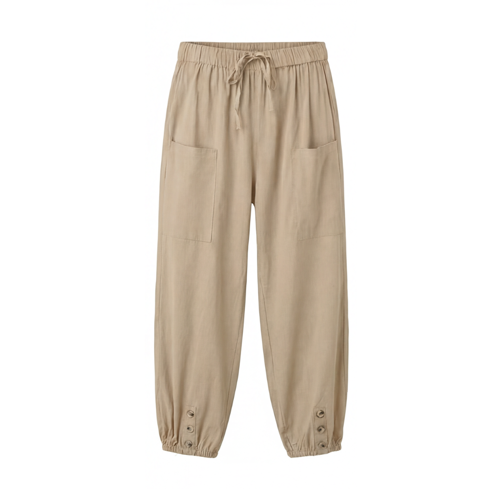 Lightweight Summer Capris with Button Hem
