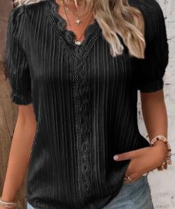 Cutout Short-Sleeve Shirt – Western Boho Summer Top