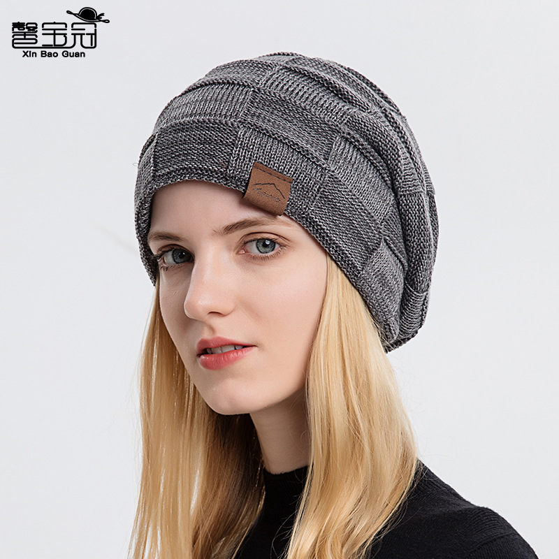 9875 Cross-Border Autumn And Winter Plus Velvet Mixed Color Versatile Woolen Knitted Hat Warm And Fashionable Pullover Hat European And American Winter Women'S Hat