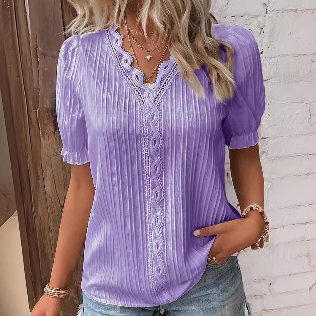 Cutout Short-Sleeve Shirt – Western Boho Summer Top
