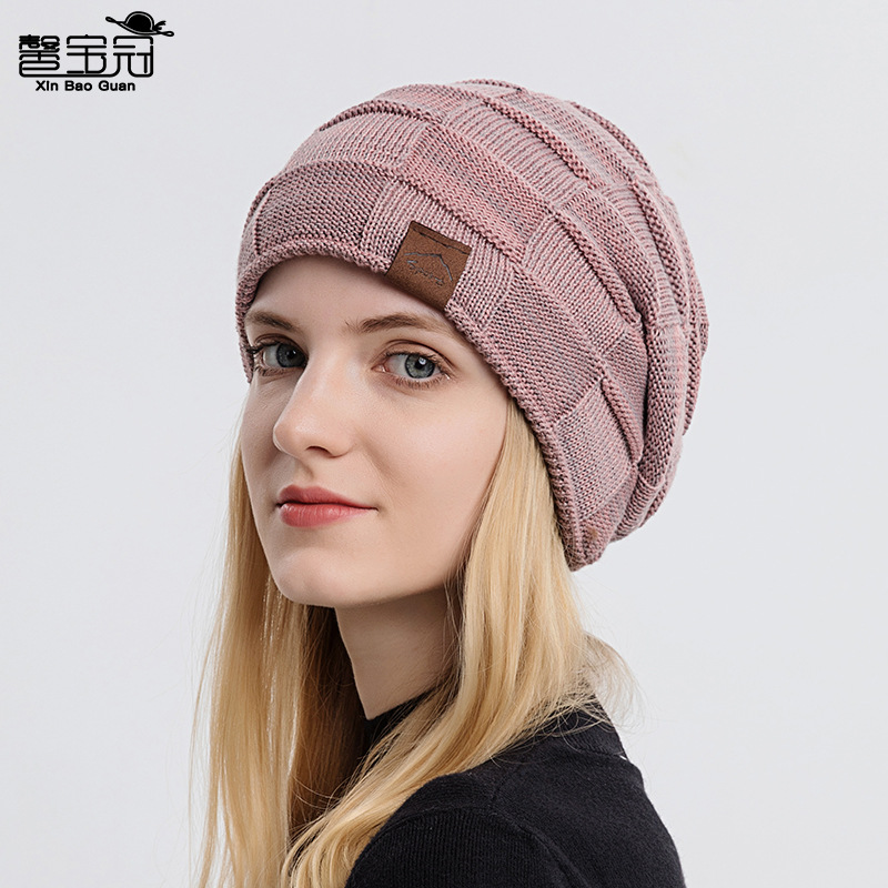 9875 Cross-Border Autumn And Winter Plus Velvet Mixed Color Versatile Woolen Knitted Hat Warm And Fashionable Pullover Hat European And American Winter Women'S Hat