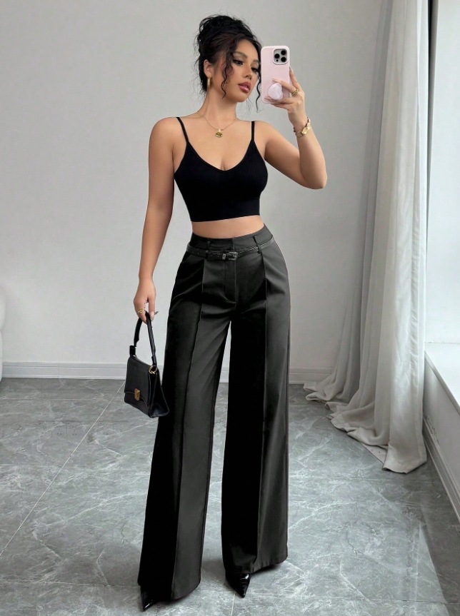 High-Waisted Wide-Leg Trousers – Tailored Relaxed Fit Pants