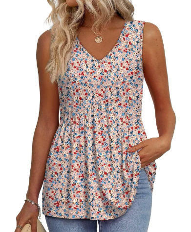 Womens Tank Tops Flowy Peplum Tops (Size Up 1-2 for Oversized Look) for Women Dressy Sleeveless V Neck Babydoll Tank Tops Fabric Stretchy tank tops summer tops