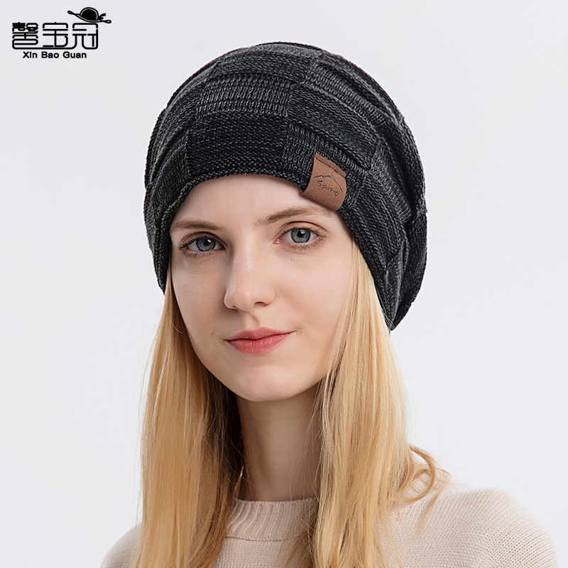9875 Cross-Border Autumn And Winter Plus Velvet Mixed Color Versatile Woolen Knitted Hat Warm And Fashionable Pullover Hat European And American Winter Women'S Hat